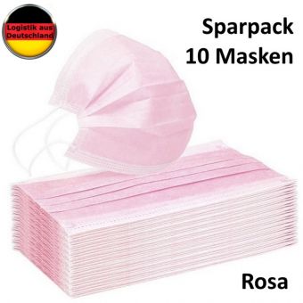 10 St Alltagsmasken Mundschutz Atemschutzmaske ROSA mit Halter OPMaske Gesichtsmaske Filtermaske 