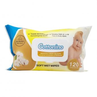 Karton 16x COTTININO 120 Baby-Feuchttücher gelb Baumwolle/Panthenol 