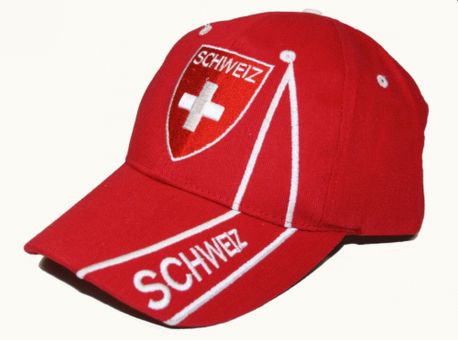 Hilkeys Schweiz rot mit Wappen Baseballcap bestickt Baseball Cap 