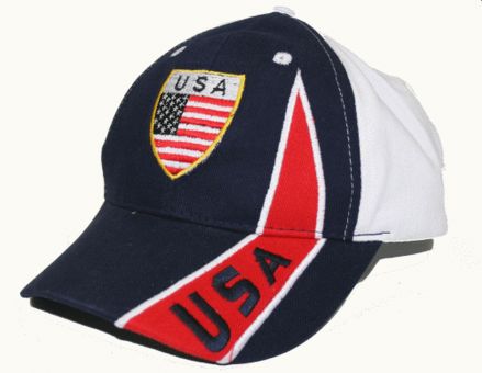 Hilkeys USA Baseballcap blau rot weiß mit Wappen bestickt Baseball Cap 