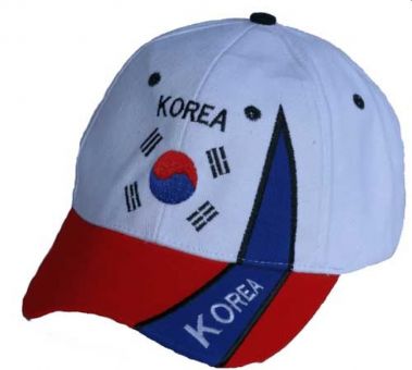 Hilkeys SÜDKOREA Baseballcap rot weiß mit Wappen bestickt Baseball Cap 