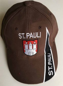 Hilkeys St.Pauli braun weiß Baseballcap mit Wappen bestickt Cap 