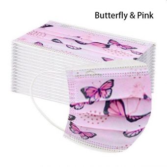 5 Alltagsmasken Schmetterling ROSA mit HALTER Mundschutz OP Masken Gesichtsmaske Einweg 3 Lagig Alltagsmasken 