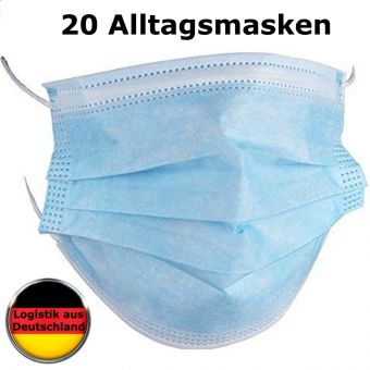 20 Stück Mundschutz Atemschutzmaske OP Maske Gesichtsmaske Filtermaske 3 Lagig Einweg 