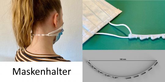 Hinterkopf Maskenhalter Ohrenschoner Kunststoff weiß 180mm für Muldschutz 