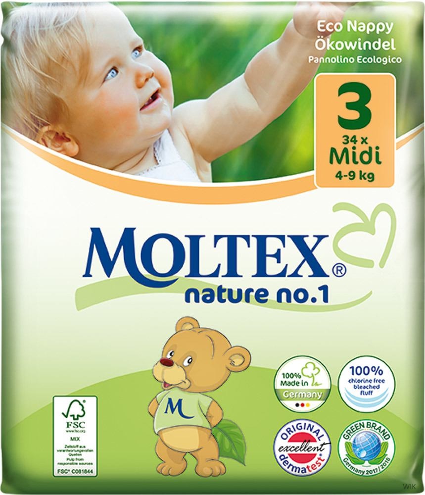 33 St MOLTEX pure /& nature Öko-Windeln Babywindeln MIDI Gr 3 4-9 kg