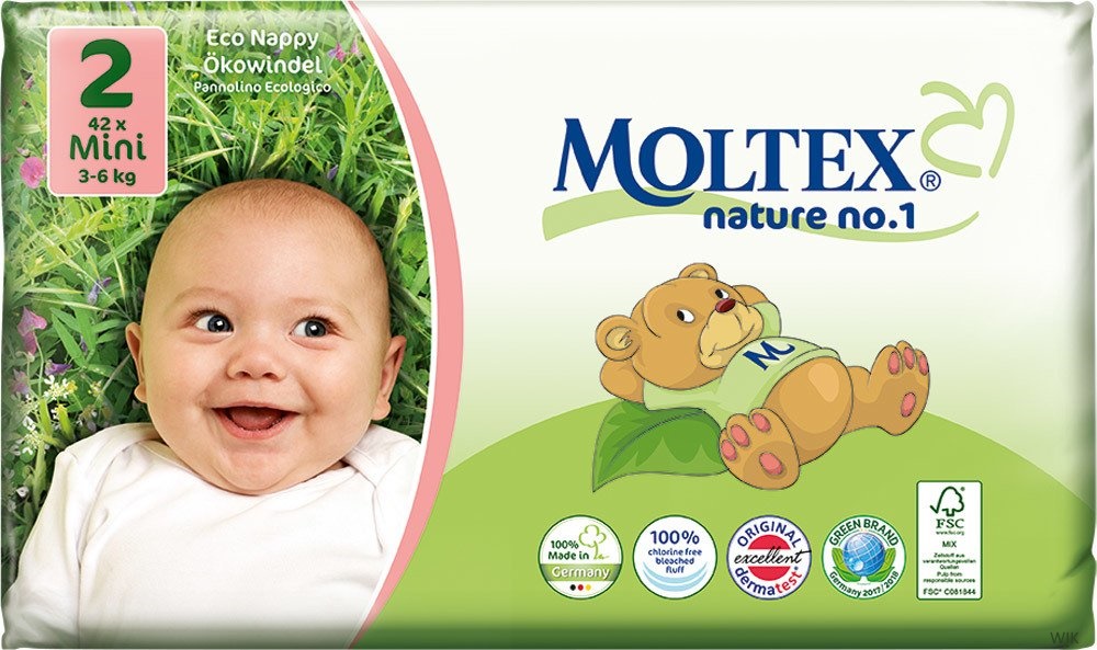 42 St 3-6 kg MOLTEX Nature No1 Ökowindeln BÄR Babywindeln MINI Gr 2 